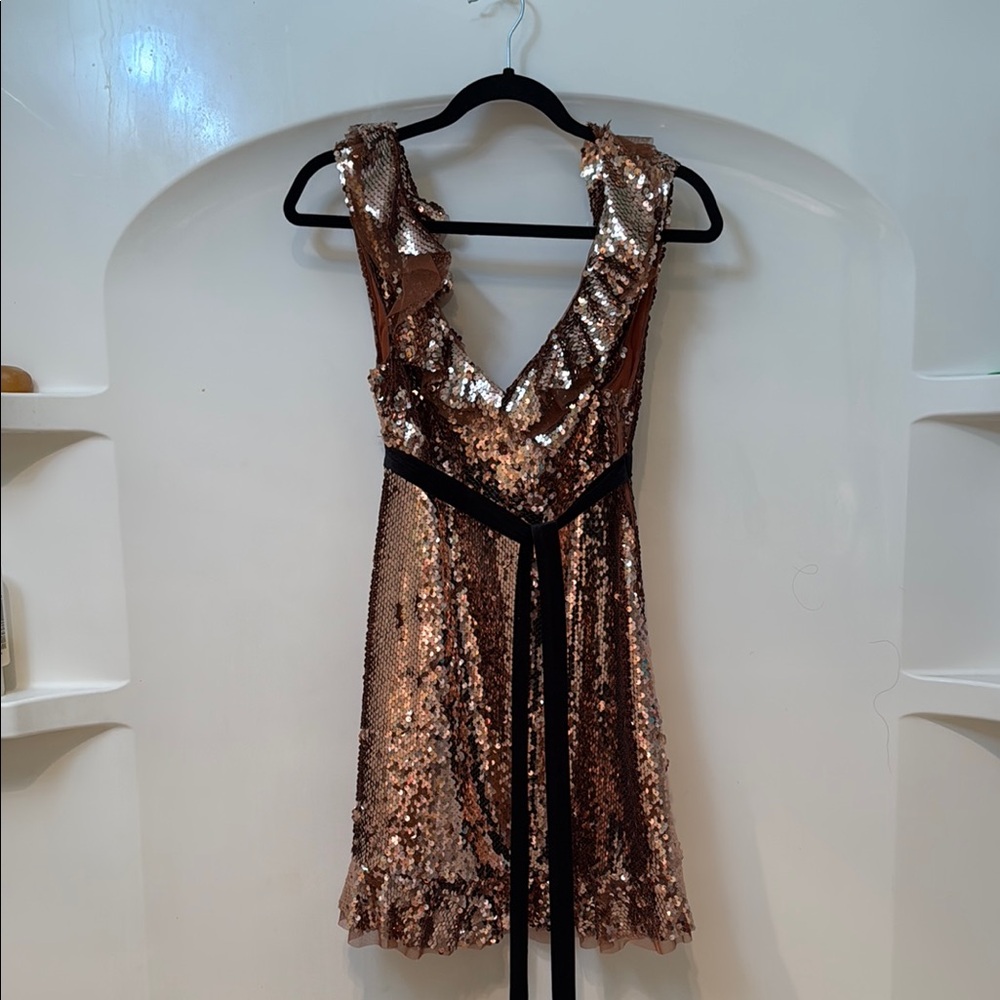 Free People Gold Embellished Mini Dress